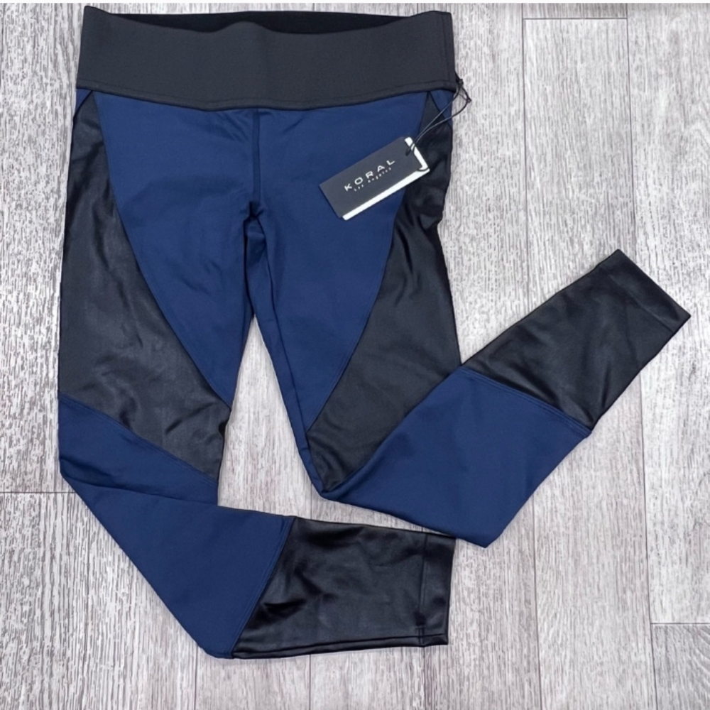 NWT Koral Forge Maternity Pants Leggings Navy Yoga Leggings Athleisure si…